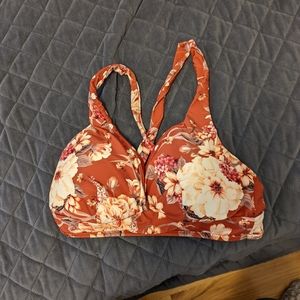 Torrid Dusty Red Reversible Floral Polka Dot Bikini Top